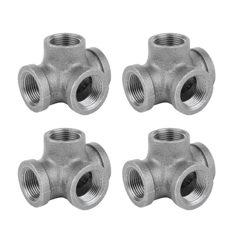 PIPE DECOR 1/2" Side Outlet Tee Fitting, PIPE DECOR Black Malleable Iron Fittings Fit Standard 1/2 Inch Pipes, Nipples and Fittings, Regular Plumbing Applications and Vintage DIY Furniture, 8 Pack - Image 1